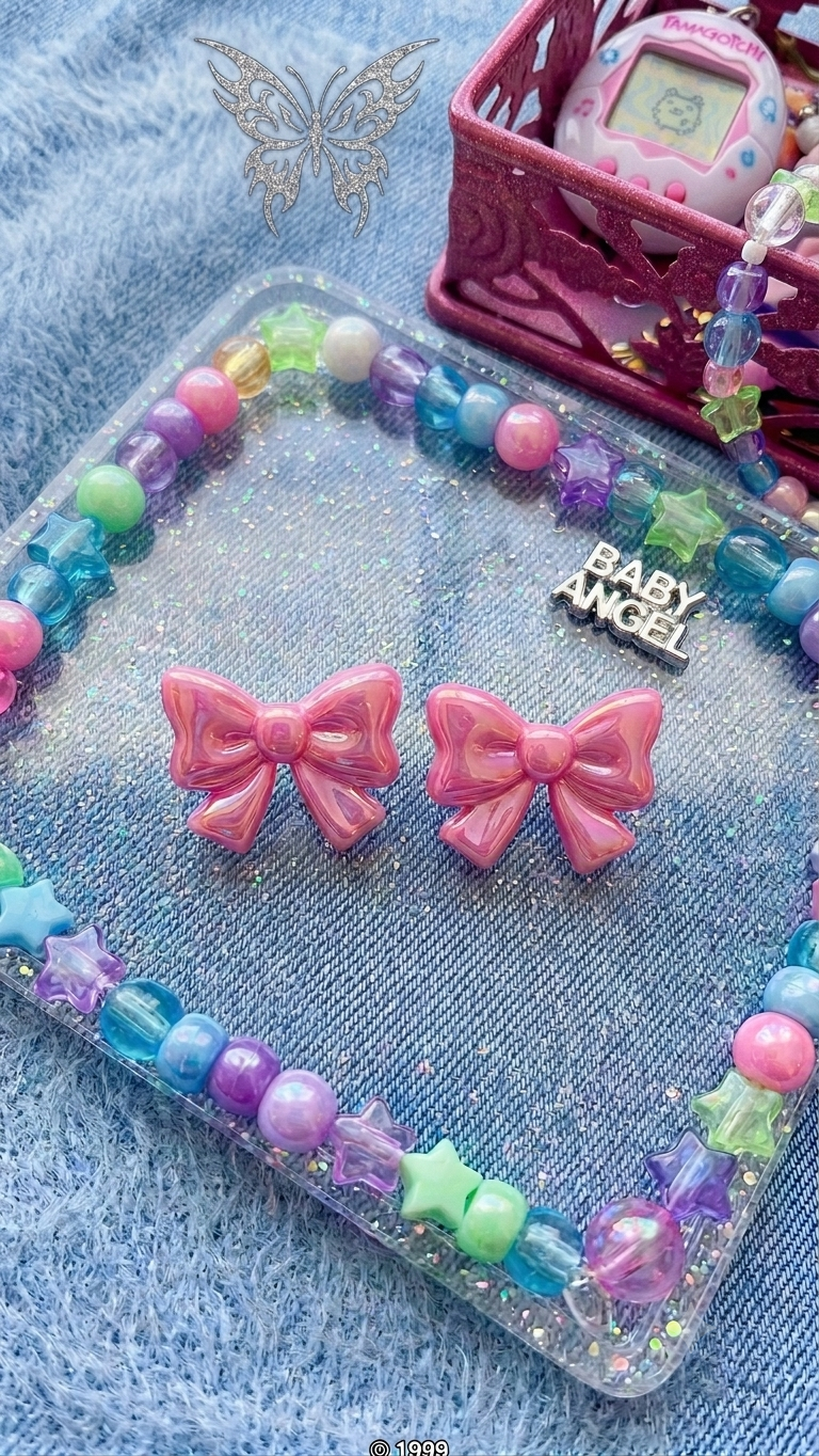 Pearlescent Angel Bow Studs