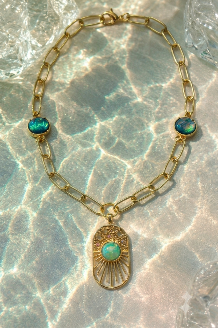 Solar Radiance Opal Pendant Necklace