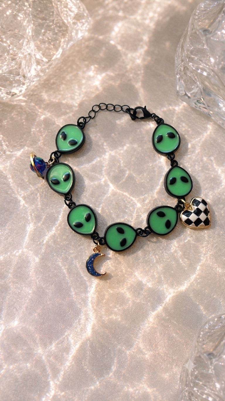 Cosmic Checkmate Alien Charm Bracelet