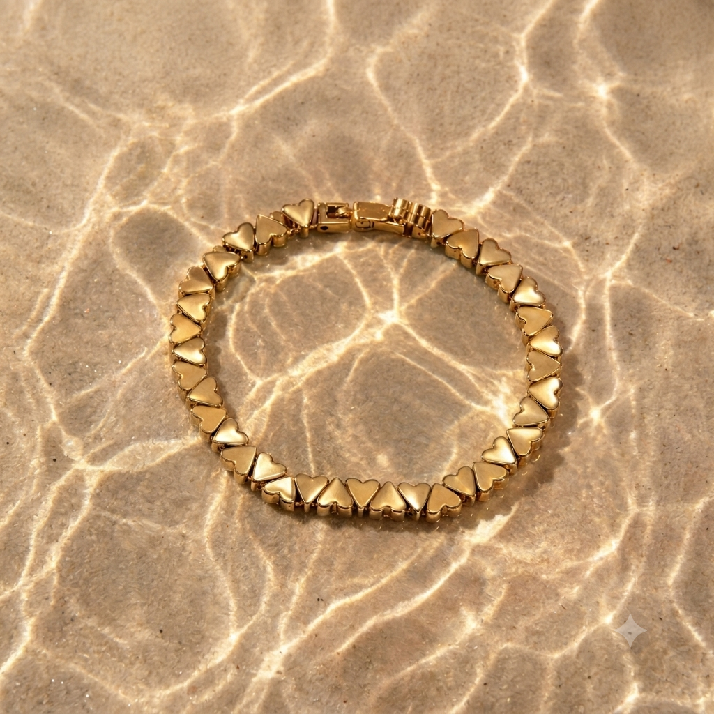 The Golden Heart-Link Bracelet