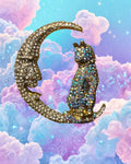 Celestial Cat Moon Ring | Y2K Cosmic Statement Ring | Adjustable Handmade Dopamine Jewelry