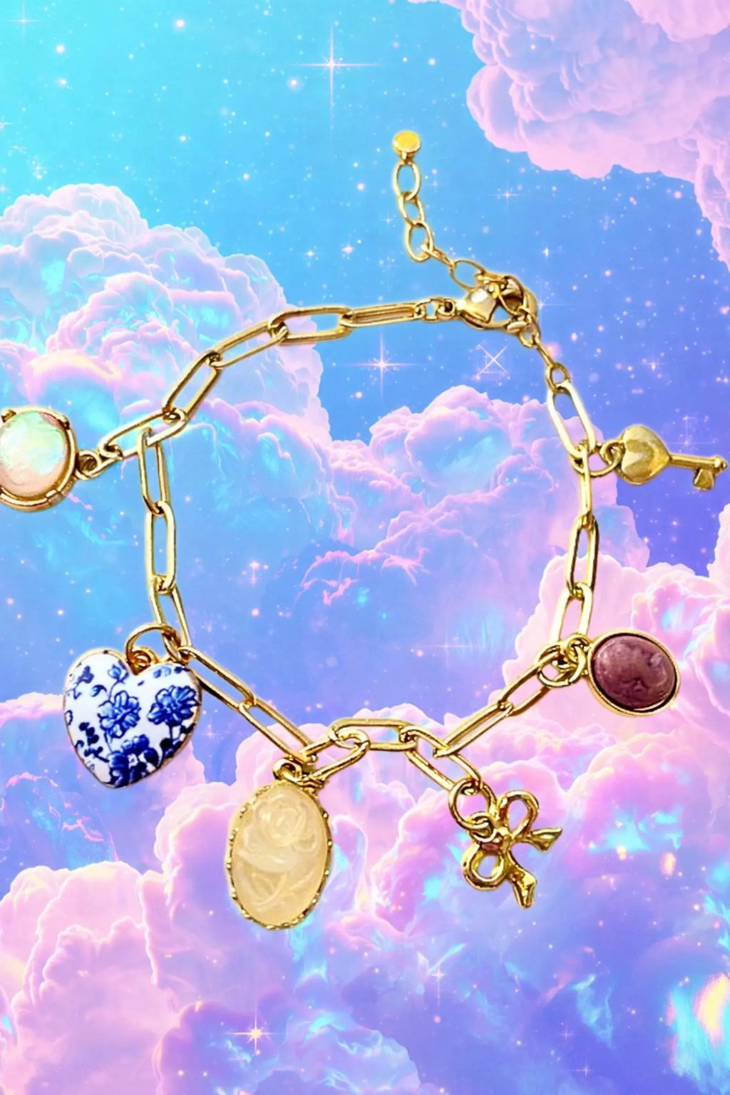 Handmade Gold Charm Bracelet • Personalized Initial, Whimsical Jewelry