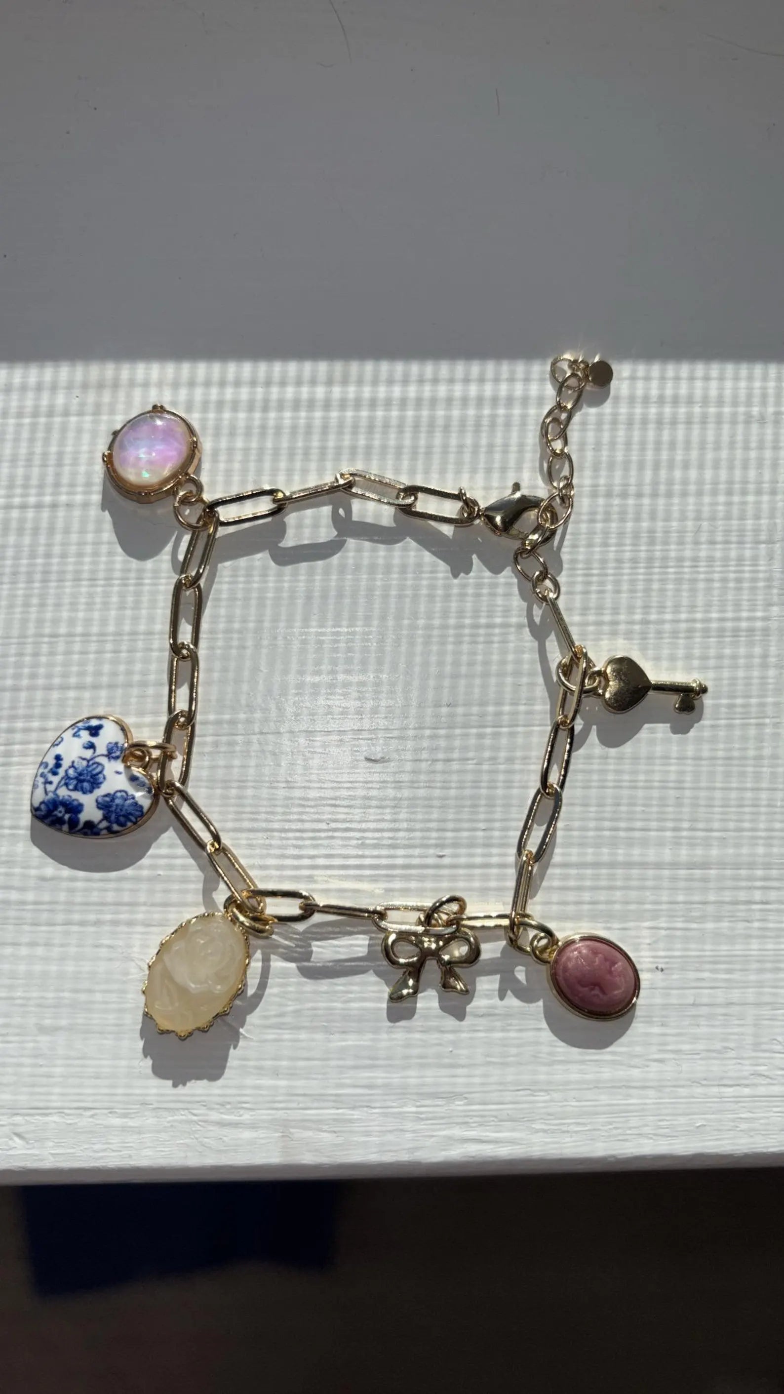 Handmade Gold Charm Bracelet • Personalized Initial, Whimsical Jewelry