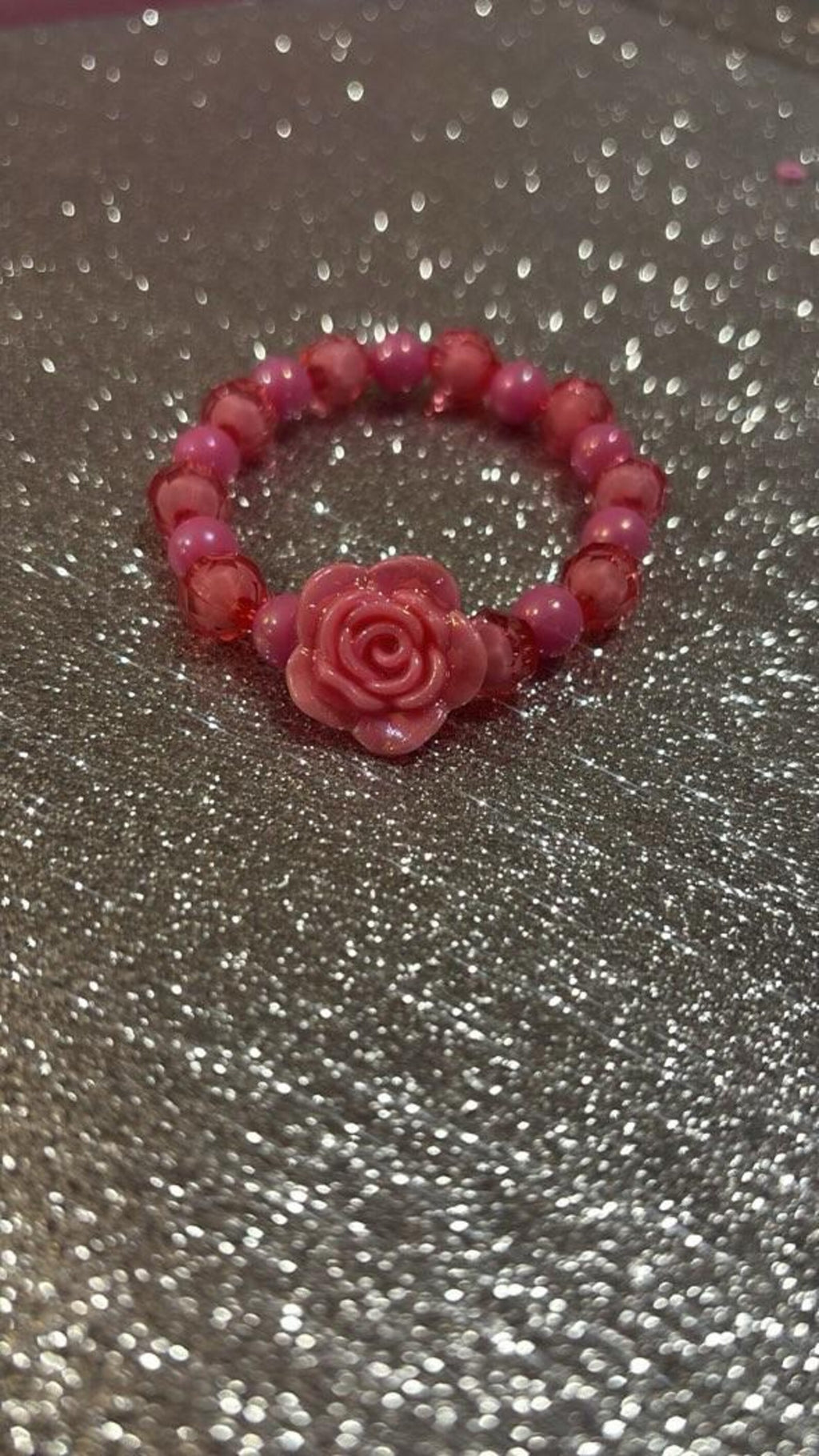 Handmade stretch Y2k Pink Rose Beaded Bracelet