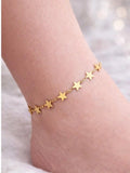 Gold Star Anklet, Dainty Celestial Chain, Y2K Beach Jewelry